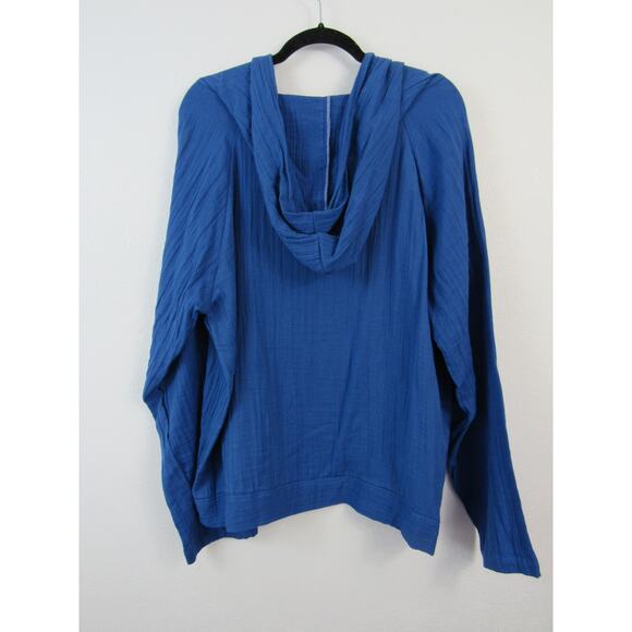 NWT Lotus and Luna Large Cobalt Baja Pullover 100% Cotton Hooded Lightweight - Picture 8 of 9